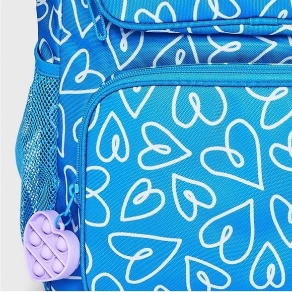 Cat & Jack Kids’ 16” Double Front Pocket Backpack - Blue Heart - Picture 4 of 6